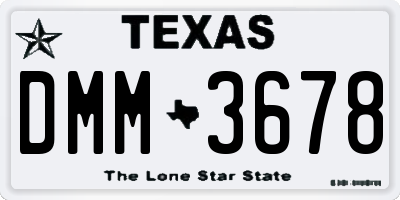 TX license plate DMM3678