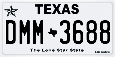 TX license plate DMM3688