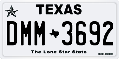 TX license plate DMM3692