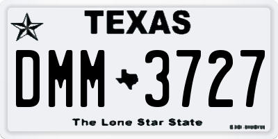 TX license plate DMM3727