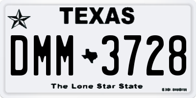 TX license plate DMM3728