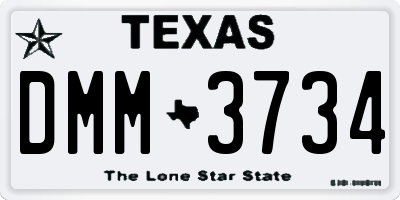 TX license plate DMM3734