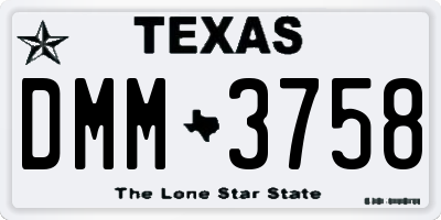 TX license plate DMM3758