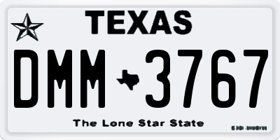 TX license plate DMM3767