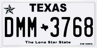 TX license plate DMM3768