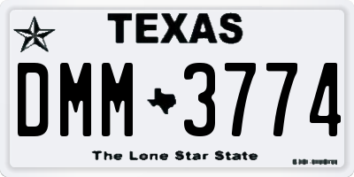 TX license plate DMM3774