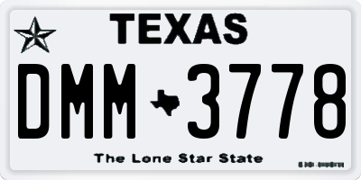 TX license plate DMM3778