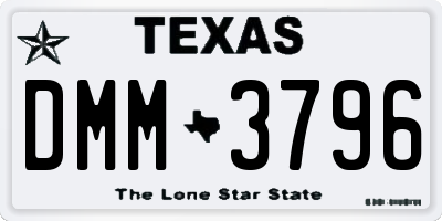 TX license plate DMM3796