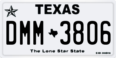 TX license plate DMM3806