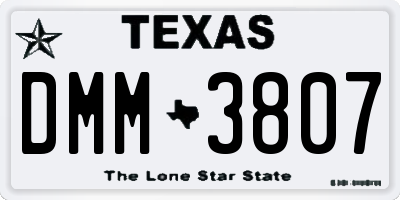 TX license plate DMM3807