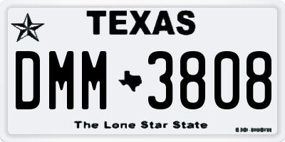 TX license plate DMM3808