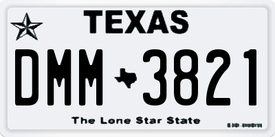 TX license plate DMM3821
