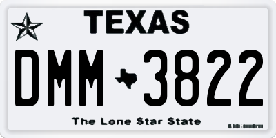 TX license plate DMM3822