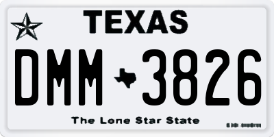 TX license plate DMM3826