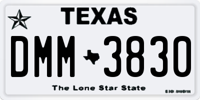 TX license plate DMM3830