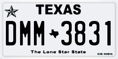 TX license plate DMM3831