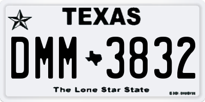 TX license plate DMM3832