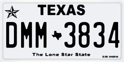 TX license plate DMM3834