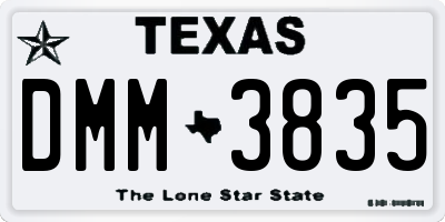 TX license plate DMM3835