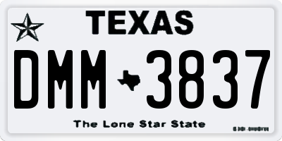 TX license plate DMM3837