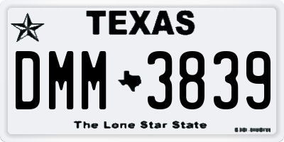 TX license plate DMM3839