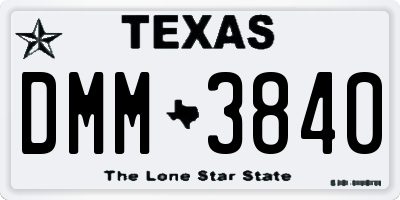 TX license plate DMM3840