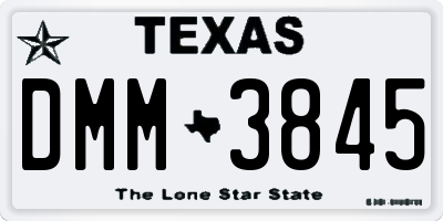 TX license plate DMM3845