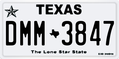 TX license plate DMM3847