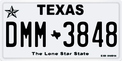 TX license plate DMM3848