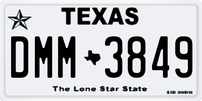 TX license plate DMM3849