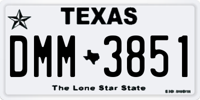 TX license plate DMM3851