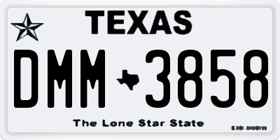 TX license plate DMM3858