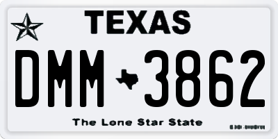 TX license plate DMM3862