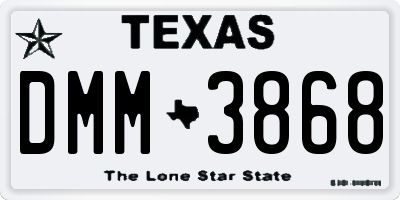TX license plate DMM3868