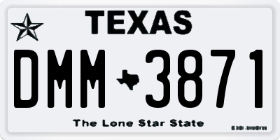 TX license plate DMM3871