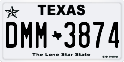 TX license plate DMM3874