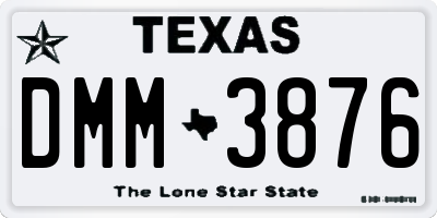 TX license plate DMM3876
