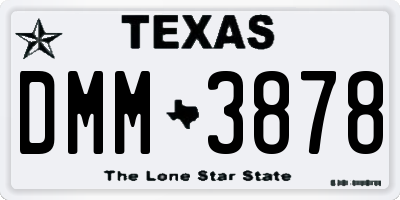 TX license plate DMM3878