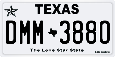 TX license plate DMM3880