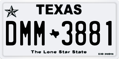 TX license plate DMM3881