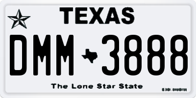 TX license plate DMM3888