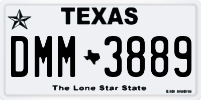 TX license plate DMM3889