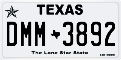 TX license plate DMM3892