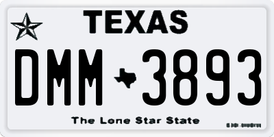 TX license plate DMM3893