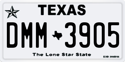 TX license plate DMM3905