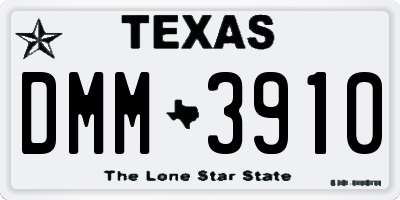 TX license plate DMM3910