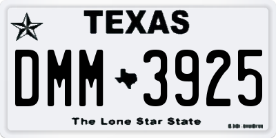 TX license plate DMM3925