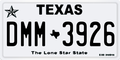 TX license plate DMM3926