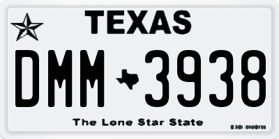 TX license plate DMM3938