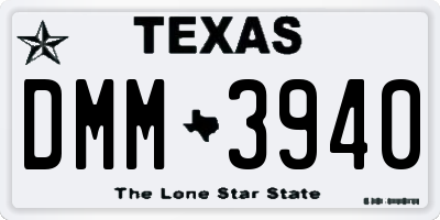 TX license plate DMM3940